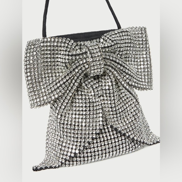 Loeffler Randall Violet Rhinestone Bow Mini Crossbody, Black & Silver - Picture 3 of 11